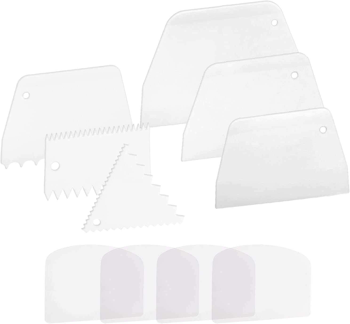 Anvin Cake Scraper Smoother Cake Icing Tool Set, Plastic Scraper Cake Frosting Scraper Smoother Combo for Buttercream Edge Decorating Cake Smoother Flexible for Baking Birthday DIY Kitchen (10 Pcs)