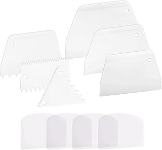 Anvin Cake Scraper Smoother Cake Icing Tool Set, Plastic Scraper Cake Frosting Scraper Smoother Combo for Buttercream Edge Decorating Cake Smoother Flexible for Baking Birthday DIY Kitchen (10 Pcs)