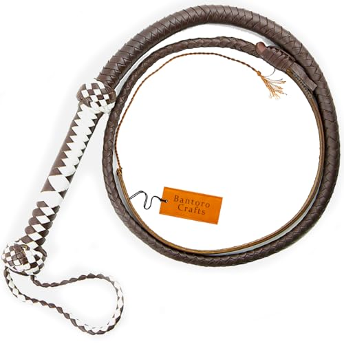 Stockwhip Cravache en cuir avec 16 tresses de kangourou en cuir avec