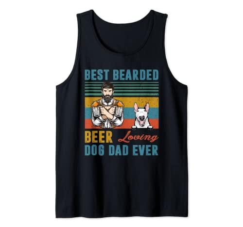 Best Bearded Beer Loving Dog Dad Ever Bull Terrier Dog Lover Camiseta sin Mangas
