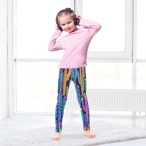 Bolaz Toddler Girls Leggings Printed Yoga Pants Leggings Blue Purple Cactus for Kids4