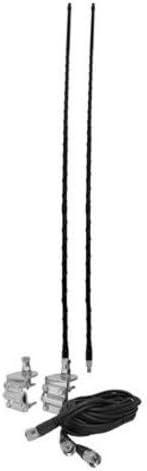 Accessories Unlimited AUMM24-B Kit de antena CB de montaje en espejo doble de cuatro pies, negro, antena de látigo de 2-4 pies, 2 soportes de