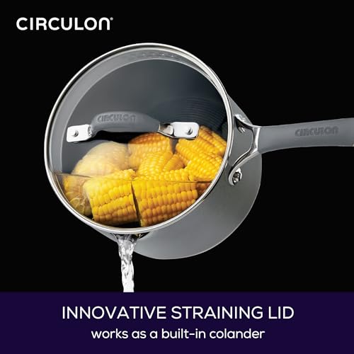 Circulon Radiance Hard-Anodized Nonstick Straining Saucepan, 3-Quart, Gray - Thumbnail 4