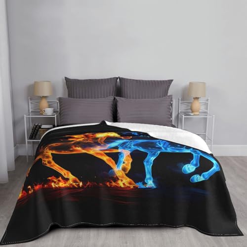 Couverture de voyage compacte et douce pour nuits fraîches motif cheval de feu - 5