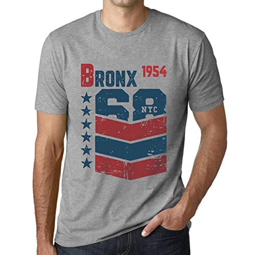 T-Shirt Graphique Bronx 1954 Vintage - Mode Homme Grand Confort Gris Chiné 4XL