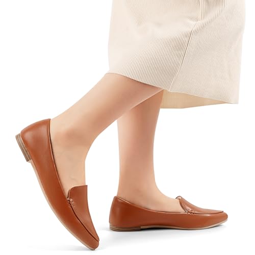 Image of MUSSHOE Pointed Toe Flats for Women, Comfortable Business Casual Work Shoes, Slip On Loafers with Arch Support, Office Walking Flats for All Day Standing