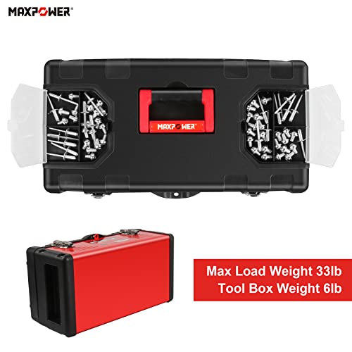 Maxpower Tool Box 17-Inch, Mixtured Plastic Lid And Metal Small Tool Box With Removable Tray And Handle #TOP6