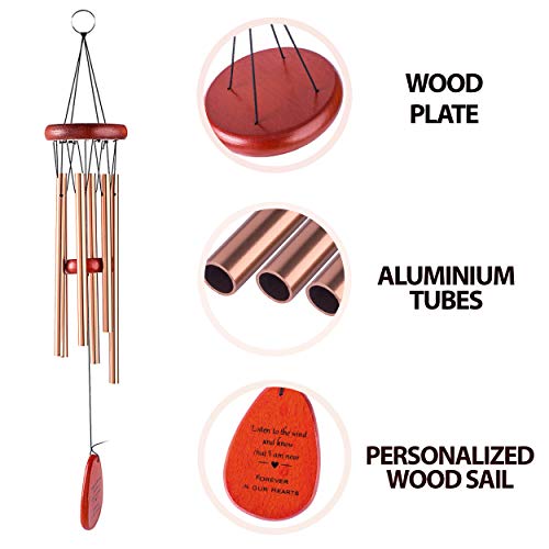 Imeim Memorial Wind Chimes Personalized Outdoor Sympathy Wind Chimes Gift Keepsake For Deceased Loved Aluminum Tubes Wooden Wind Bell For Garden/Patio Deco (Listen To The Wind) #TOP1