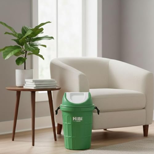 Image of HiBi Dust Bins - 75 Litre Swing Bin | Large Outdoor Waste Bin | Heavy Duty Garbage Container | Durable Plastic Trash Can for Home, Office, Hospitals, Public Areas (Green Colour)