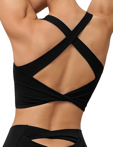 Sports Bras for Women Yoga Bra Padded Fitness Workout Tank Tops Crisscross Back Padded Strappy Crop Top