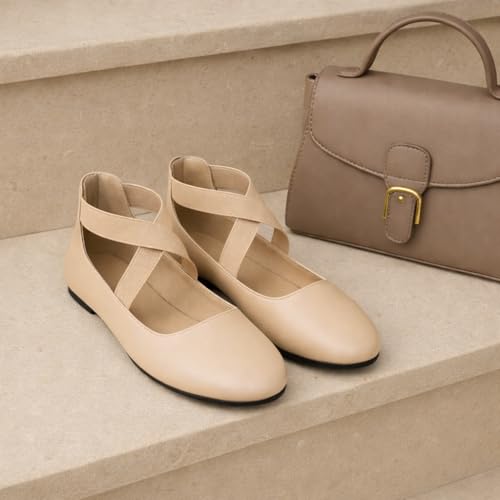 Image of EMMA NEW YORK Ankle Strap Flats for Women, Women Flat Ballerina Shoes, Women's Ballet Flats with Strap
