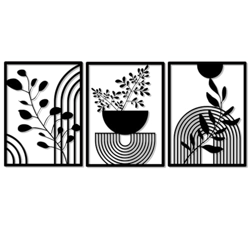 Pduoduo 3 Paneele, Abstrakte Boho-Metall-Wanddekoration, Moderne...