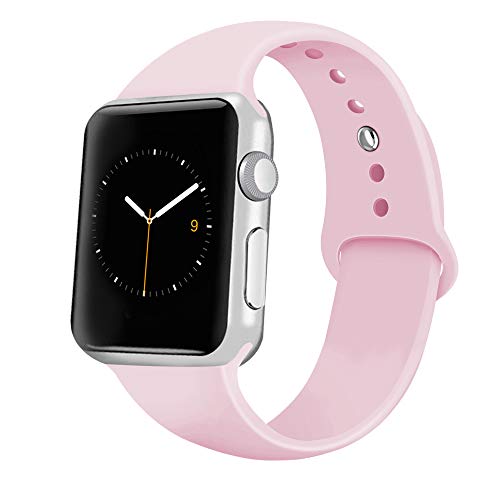 iGK Sport Band Compatible with Apple Watch 38mm/40mm, Soft Silicone Sport Strap Replacement Bands for iWatch Apple Watch Series 4 Series 3, Series 2, Series 1 38mm/40mm Pink Sand Small