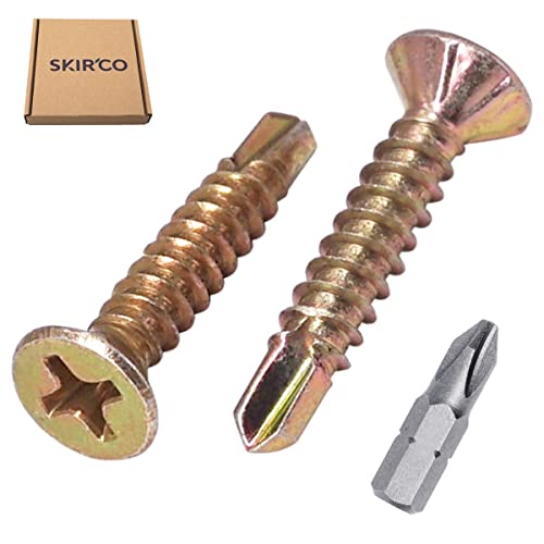 SKIR'CO (Pack of 100 pcs) DIN 7504 P Zinc Plated Yellow 3.9 x 22 mm Self Drilling Screws for Metal Countersunk Phillips Head - Image 2