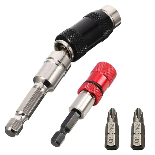 2Pcs Portapuntas Magnético de Cambio Rápido,Porta Puntas Atornillador Imantadas de 1/4 Vástago Hexagonal+Portapuntas Magnético Giratorio con 2Bit PH2,KEPKKU Portapuntas de Taladro Soporte para Brocas
