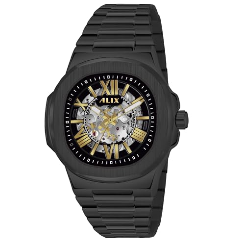 Image of ALIX AL2904 Automatic Mechanical Self-Winding Skeleton Dial 30 ATM Waterproof with Stainless Steel Band Wrist Watch