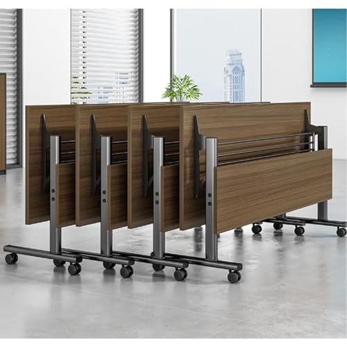 Mesa Plegable móvil con Ruedas para Salas de conferencias, Moderna Mesa Rectangular Plegable para conferencias, Mesa de reuniones de capacitación con Tapa abatible para aulas de Oficina.