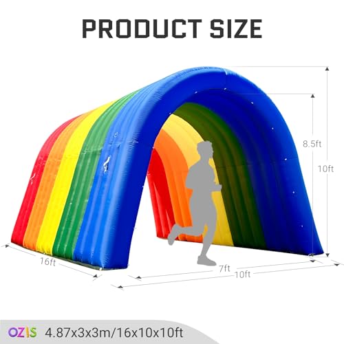 Image of OZIS 16Ft Inflatable Tunnel Entrance Sports with Installed Blower Inflatable Football Tunnel Tent Entryway for Business Advertising Event Exhibition Promotion(Rainbow,16x10x10Ft)