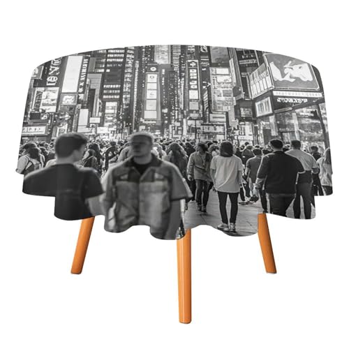 Nappe ronde imprimée motif rue animée lavable en machine 178cm - 2