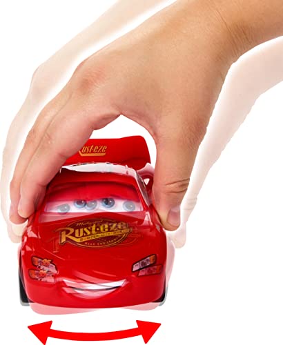 Image of Mattel Disney Pixar Cars Moving Moments Lightning McQueen - Toy Car with Movable Facial Expressions, Large Format, for Children from 4 Years, HPH64 | 7 inch long toy car with facial expressions including eye & mouth movements