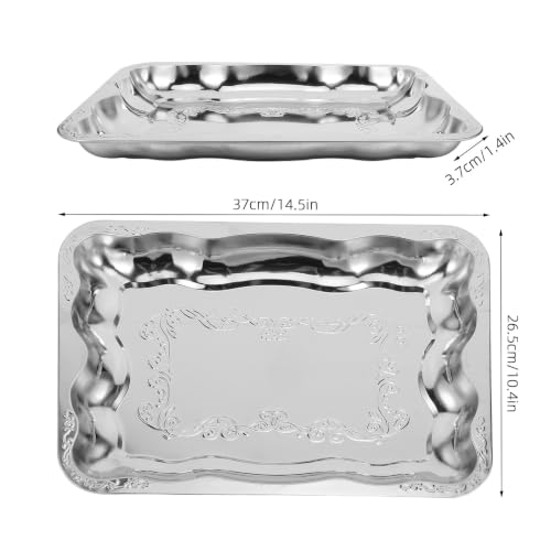 Bandeja decorativa vintage rectangular de acero inoxidable antioxidante 3