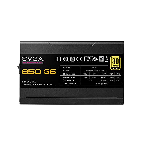 Image of EVGA 850 G6, 80 Plus Gold 850W, Fully Modular, Eco Mode with FDB Fan, 100% Japanese Capacitors,10 Year Warranty, Includes Power ON Self Tester, Compact 140mm Size, Power Supply 220-G6-0850-X1