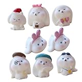 Kisangel 8 Stück Teiliges Miniatur Kaninchen Figuren aus Resin Kompakte Mini Dekofiguren für Garten Desktop und Miniaturlandschaft Langlebige Wohn und Kinderdarstellung