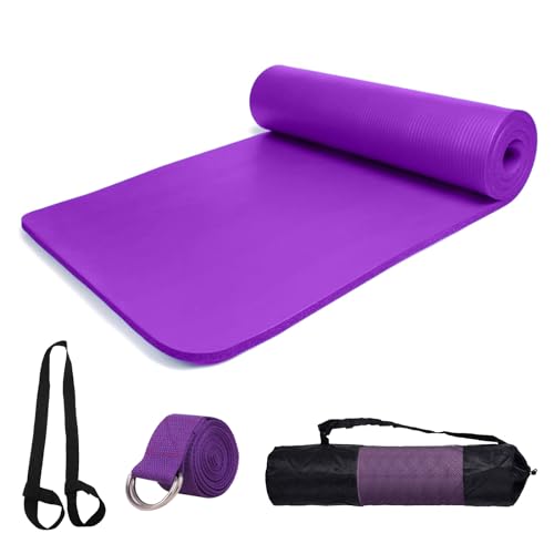 smallrun Esterilla Yoga Esterilla Pilates Antideslizante 10mm Alfombrilla de Yoga Esterilla Deporte Yoga Mat para Pilates Yoga Fitness 183x61cm (NBR Morado 10MM)