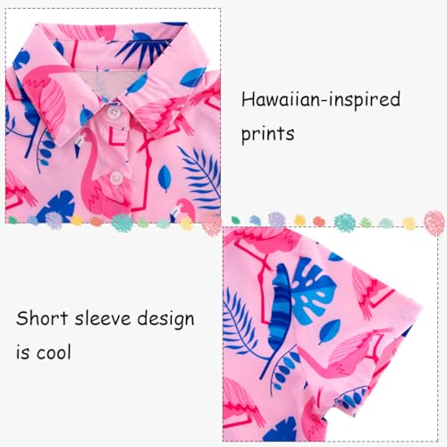 Image of XiaoMoSha Hawaiian Shirts for Boys Button Down Shirt Short Sleeve Shirts Girls Hawaiian Shirt Summer Beach Tops for Kids