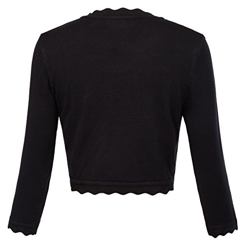 Grace Karin Women's Classic 3/4 Sleeve Open Front Knit Cropped Bolero Cardigan (Black+Ivory, Large) #TOP4