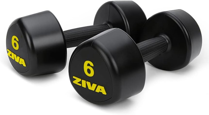 ZIVAPremium Rubber Solid Steel Dumbbell Set - Commerical Grade Durable Urethane Rubber Tribell Dumbbells Designed for Rigourous Exercise Strength Training (Avail 2-20lb Pairs)