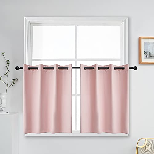 Rideau polyester mélangé rose bébé occultation légère 2 Pack - 3
