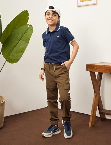 Image of Amazon Brand - Symbol Boy's Cotton Cargo Jogger | Elasticated Waistband and Cuff | Stretchable | Age 2-14 Years