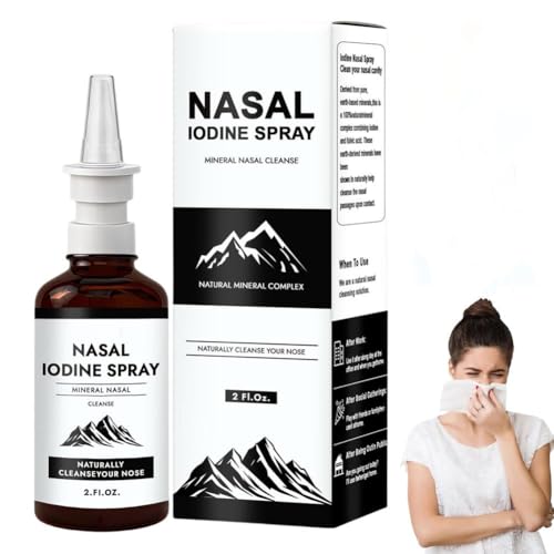 Iodine Nasal Spray, Nasal Iodine Spray with Fulvic Acid for Humans, 100% Natural Mineral Nasals Cleanse Care for Dry Air, Travel & Daily Use, 2 Fl Oz - 150+ Uses Per Bottle