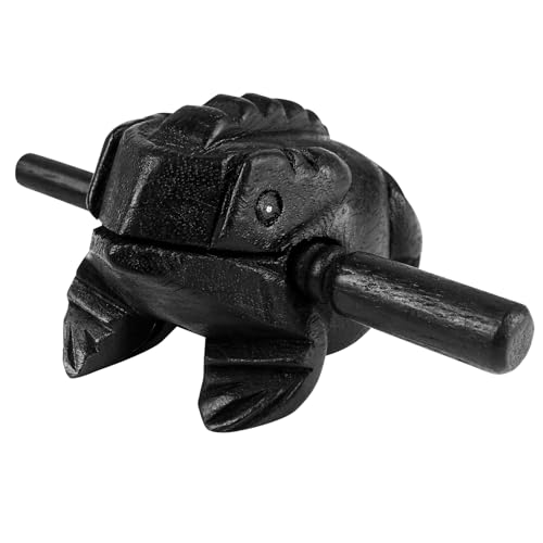 Goghost 3.5" Wooden Frog Guiro Rasp Instrument - Percussion Musical Tone Block Craft (Black)