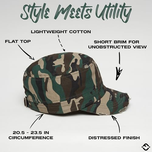 Image of Funky Junque Newsboy Hat for Women - Distressed Cadet Cap, Army Military Style Vintage Baseball Hat