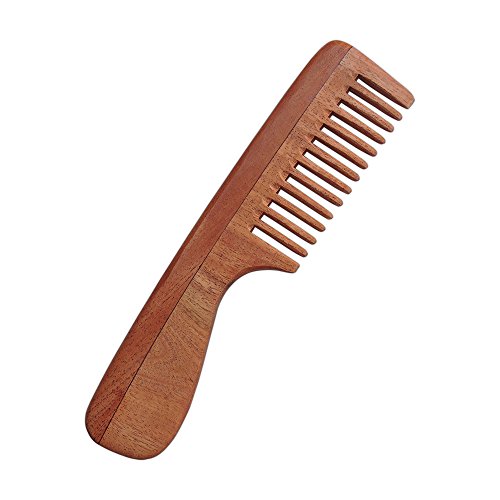 Peine de madera de neem con mango para cabello grueso miniatura 1