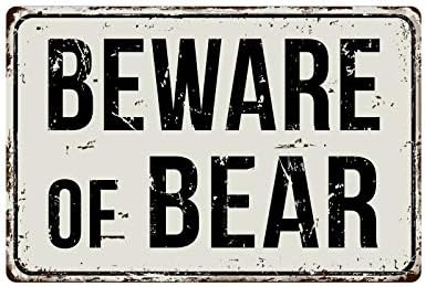 Deerts 140VS Beware of Bear 8” x 12” Vintage Aluminum Retro Metal Sign image 3