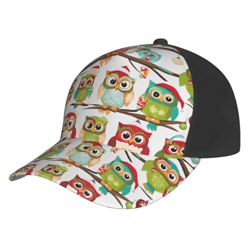 FWJZDSP Gorra de béisbol con Estampado de búhos en Ramas de árbol y Hebilla Ajustable, Ideal para Adultos, para protegerse del Sol y para el Ocio (diseño Lateral Negro.
