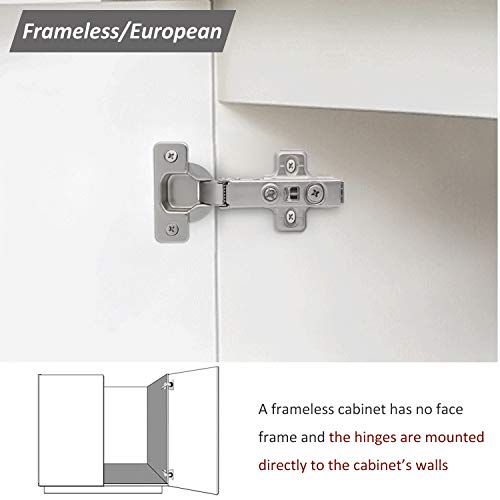 Probrico 2 Pair (4 Pack) 105 Degree Soft Close Cabinet Hinges， Full Overlay Cabinet Door Hinges Concealed, European Kitchen Cupboard Hinges Brushed Nickel， Flush Mount Cabinet Hinges For Bathroom #TOP1