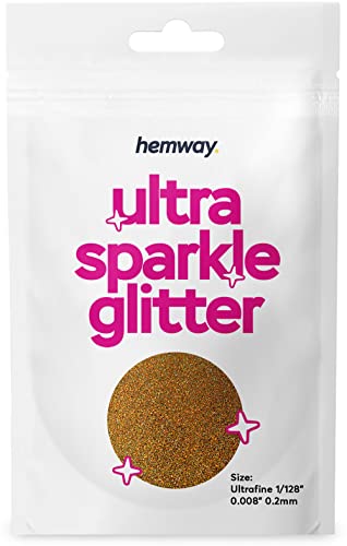 Hemway Premium Ultra Sparkle Glitter Multi Purpose Metallic Flake for Arts Crafts Nails Cosmetics Resin Festival Face - Gold Holographic - Ultrafine (1/128" 0.008" 0.2mm) 10g / 0.35oz Sample