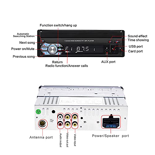 Radio para auto con pantalla táctil retráctil de 7 pulgadas miniatura 2