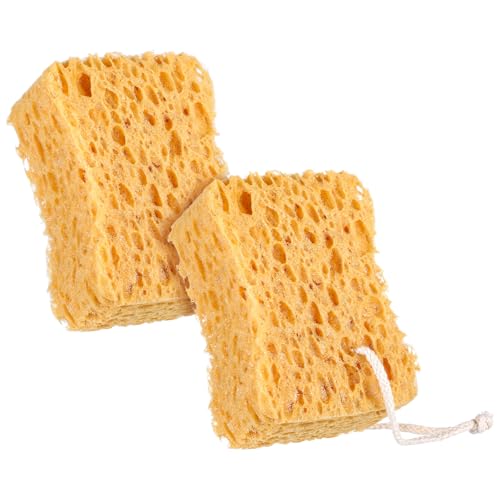 DOPENSPI 2 esponjas de baño, esponjas de ducha más grandes, esponja natural, exfoliante ultrasuave, espuma densa en forma de panal para mujeres y hombres, piel seca sensible