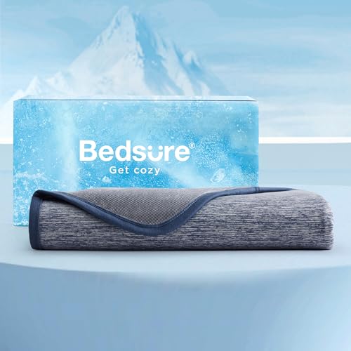 Bedsure Navy Blue Cooling Blanket King Size for Hot Sleepers - Summer Cold Blanket for King Size Bed with Rayon Derived from Bamboo, Ice Cool Cold Arc-Chill Thin Summer Bedding Essentials, 108x90