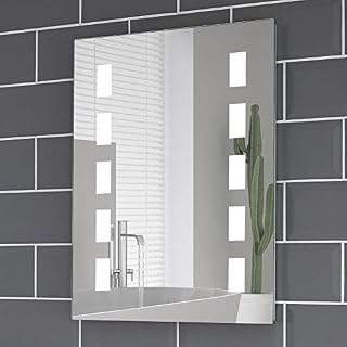 Pebble Grey Lola Illuminated LED Bathroom Mirror with Shaver Socket and Concealed Heated Demister Pad | Motion Sensor Switch | 600 x 800 | IP44 Rated | 10 Year Guarantee