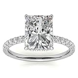 Mois 4 CT Radiant Colorless Moissanite Engagement Ring, Wedding/Bridal Ring Set, Solitaire Halo Styl