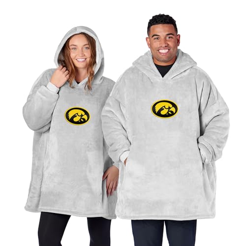 Northwest NCAA Iowa Hawkeyes Hoodler Oversized Sherpa Pullover, Embroidered Logo,Plush Wearable Blanket Sweatshirt, Soft Fleece with Front Pocket, One Size Fits Most