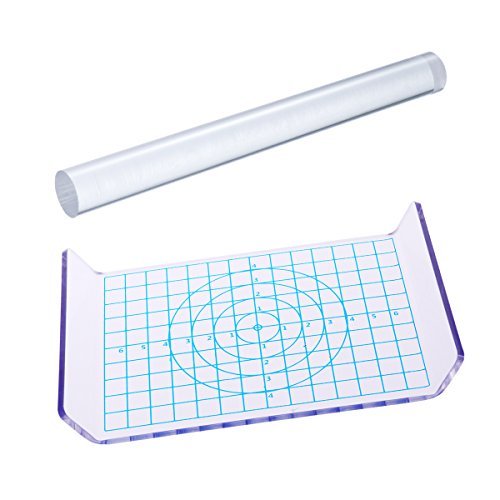 TOYMYTOY Clay Rolling Pin Acrylic Clay Roller Acrylic Sheet Board with Grid Essential Modelling