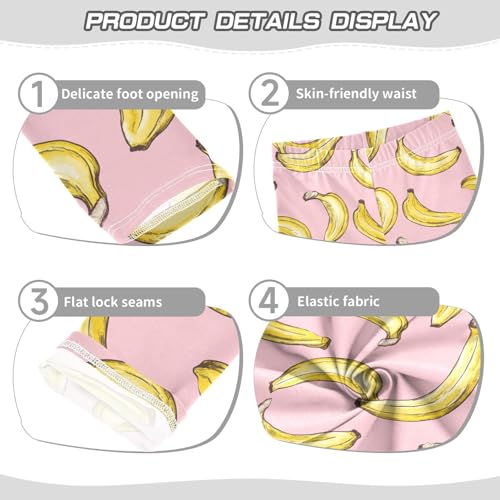 Yellow Banana Pink Girls Casual Leggings for Kids Printed Long Pant Bottoms Stretch and Soft3