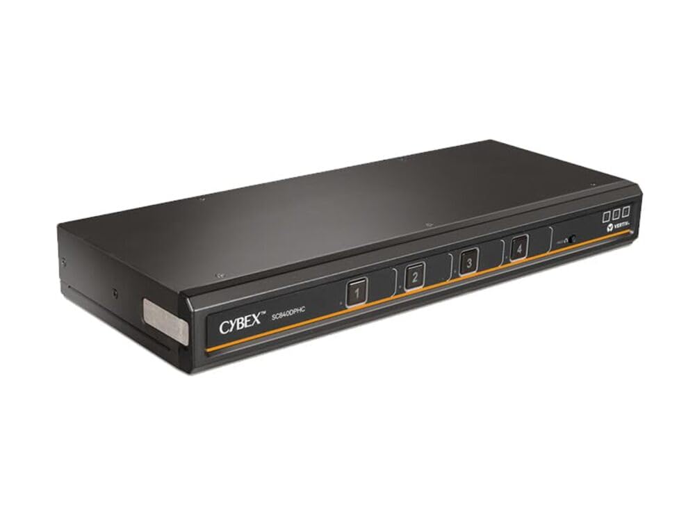 Avocent Vertiv Cybex SC800 Secure KVM Switch, Single Monitor, 4 Port, Universal DisplayPort, USB-C, NIAP Version V4.0 Certified, UHD 4K at 60Hz, Universal Port, KVM Switchbox (SC840DPHC-400)